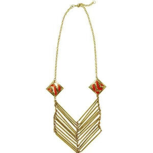 Boho Necklace in Coral and Gold - NEW